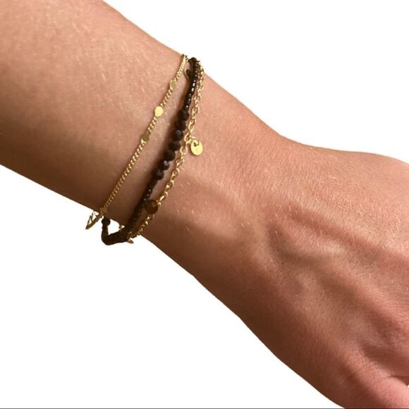 Lite Triple Layer Black Bead Bracelet Stack • NWT - Picture 2 of 5